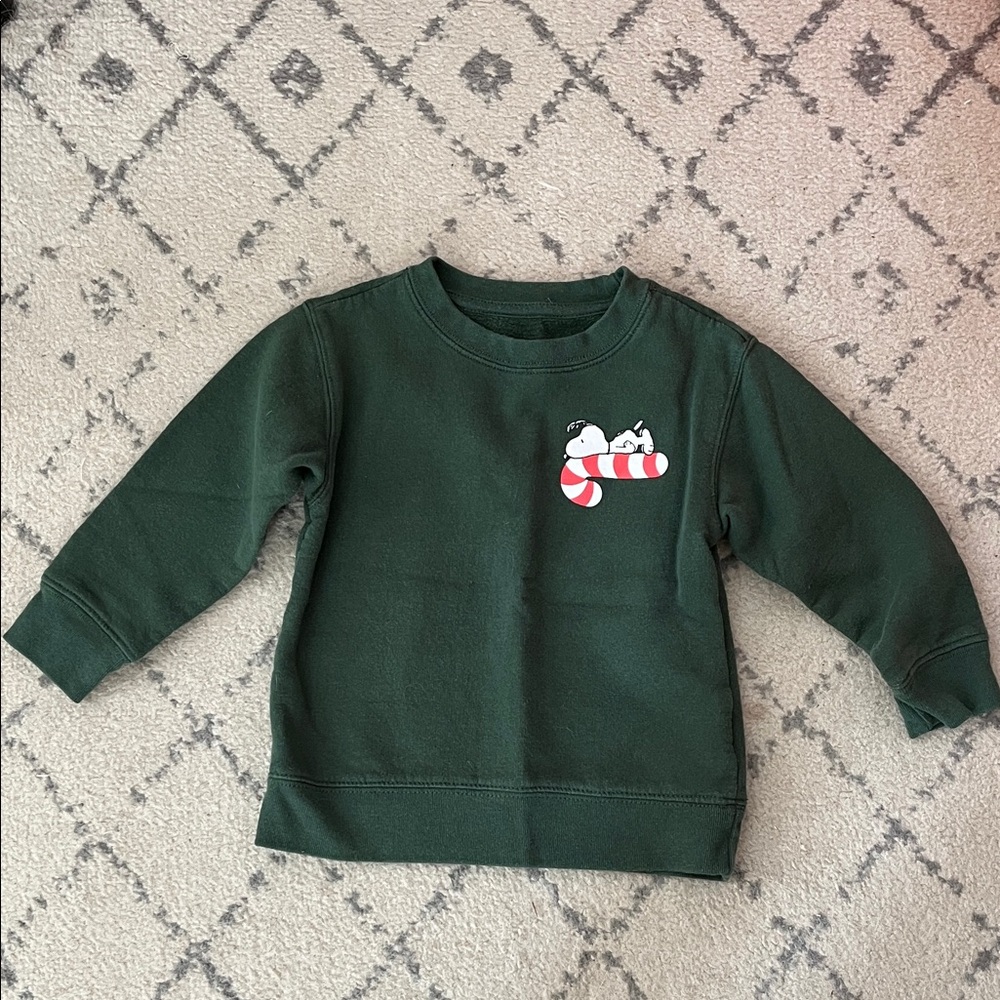 Peanuts Green Snoopy Sweatshirt with Candy Cane Graphic